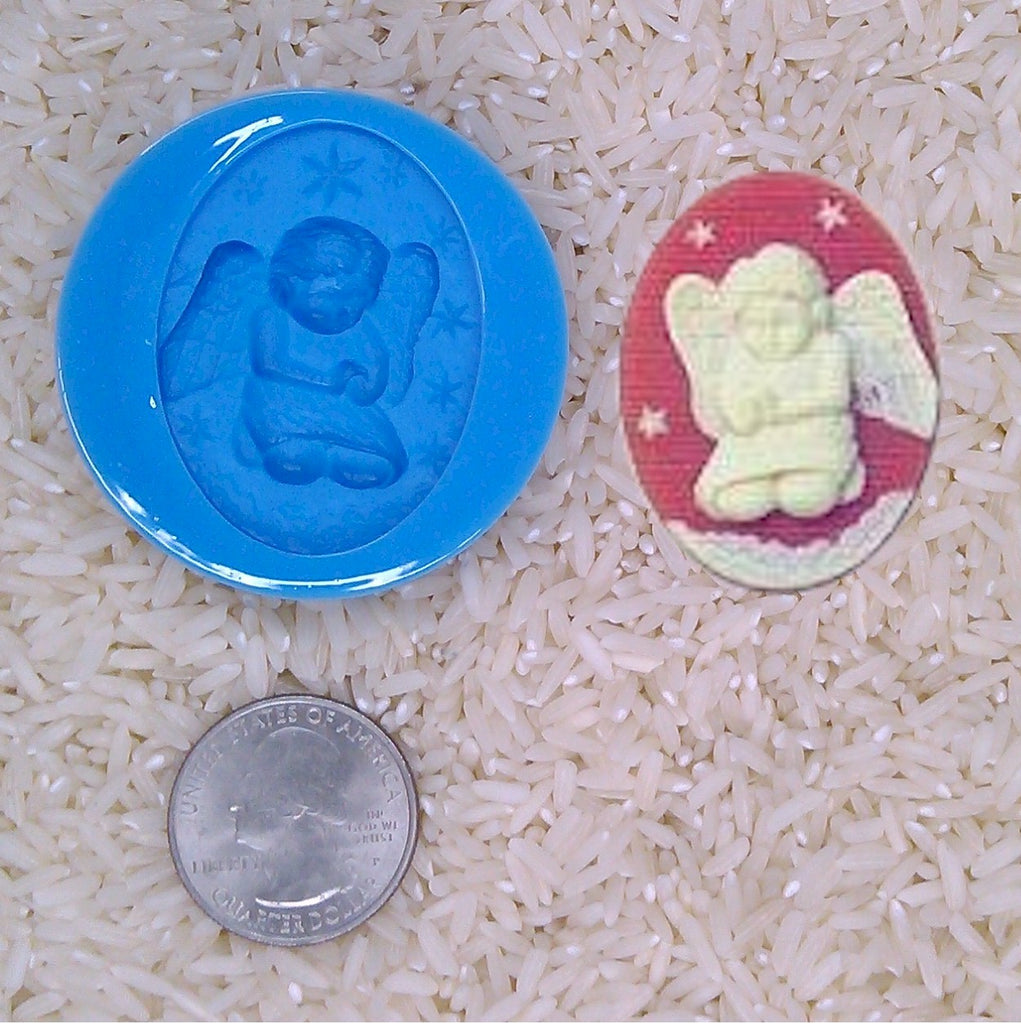 spiritual religious Praying Angel Cherub Food Safe Silicone Cameo Mold for candy soap clay resin wax etc