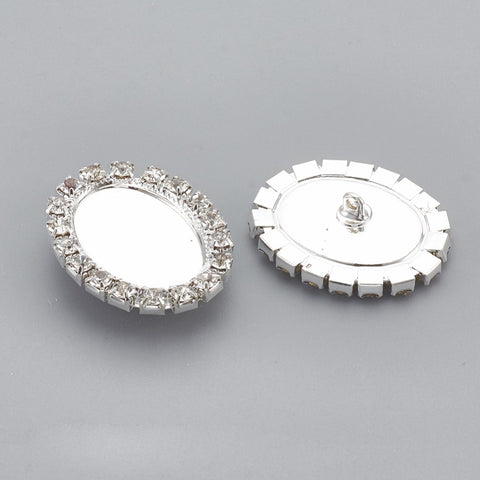 18x13mm Sew on Silver rhineston button setting mount or frame with shank S2096