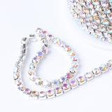 1 YARD 2.8mm AB aurora borealis Rhinestone Chain Silver Backed Crystal Trim Cup Chain jewelry finding supply S2123