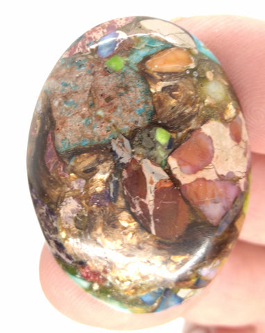 40x30mm Rainbow Matrix Collage Stone flat back cabochon S2155R