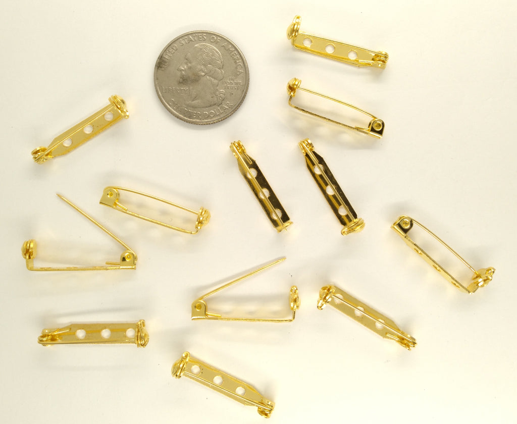 12pcs pack of Gold 1 inch bar pins brooch pin back jewelry finding glueable S4032