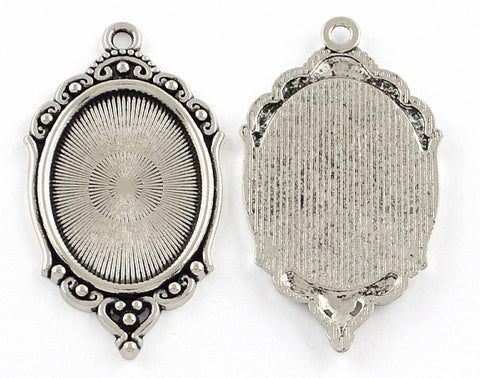40x30mm Antique Silver Cabochon Pendant Frame Setting S4034
