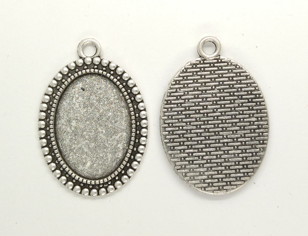 25x18mm Antique Silver Cabochon Cameo Setting with ring S4061