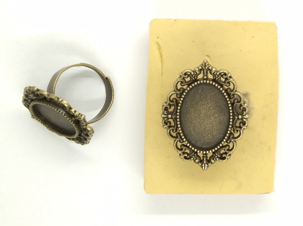 18x13mm Antique Bronze adjustable finger ring glue in setting jewelry finding S4068