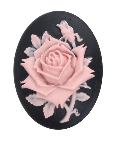 40x30mm Pink Rose Resin Cabochon Cameo S4095
