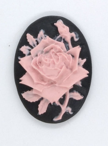 25x18mm Pink Rose Resin Cabochon Cameo S4101