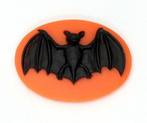25x18mm Orange and Black Bat Resin Cameo cabochon S4120