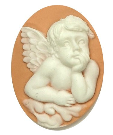 40x30mm Raphael Angel Peach White Resin Cameo S4130C