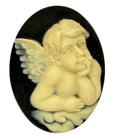 40x30mm Raphael Angel Black Ivory Resin Cameo S4130H