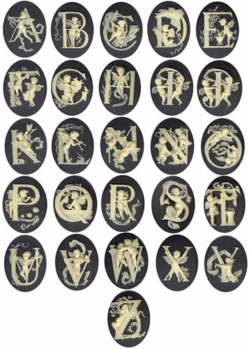 Set of 40x30mm Alphabet Letter Monogram Cameos with Cherubs