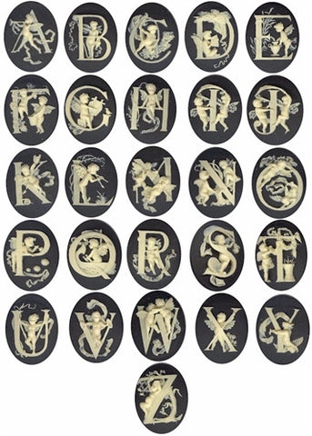 Set of 40x30mm Alphabet Letter Monogram Cameos with Cherubs