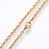 19.5inch Gold Stainless Steel Cable Chain Necklace Links 3.5x3mm Alloy 304 S4088