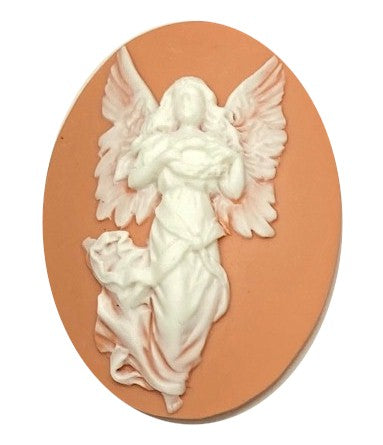 40x30mm Angel Resin Cameo Cabochon Peach and White S4128A
