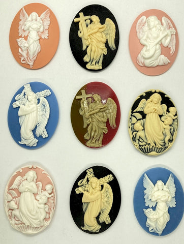 40x30mm Angel Resin Cabochon Cameo Set of 9pcs