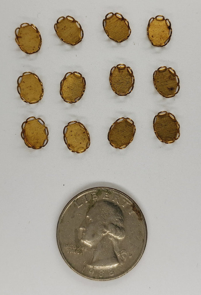 Closeout - 8x6mm Raw Brass Lace edge Bezels 12pcs 122st