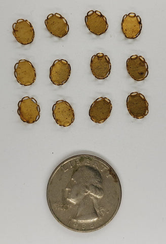 Closeout - 8x6mm Raw Brass Lace edge Bezels 12pcs 122st