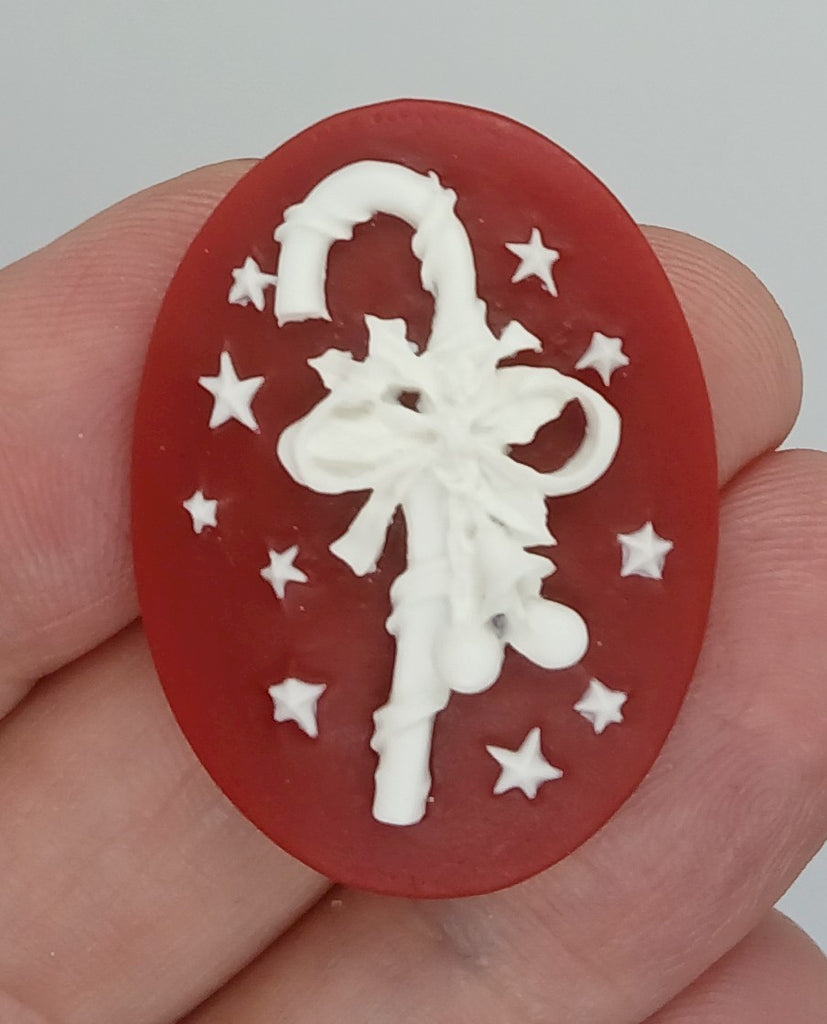 40x30mm red candy cane christmas candy holiday spirit resin cameo 894x