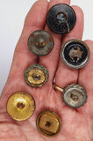 7pcs Antique Buttons Glass in Metal Rims B103