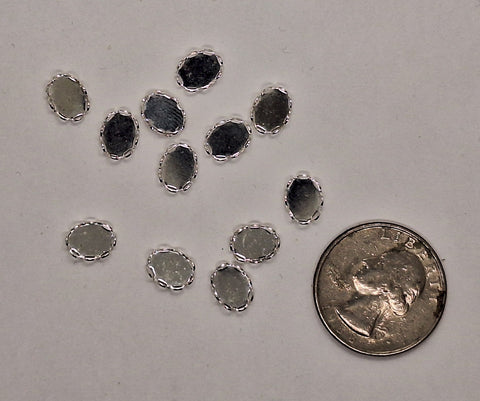 Closeout - 8x6mm Silver Lace edge Bezels 12pc Lot -147st