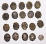 Closeout - 19pcs. Cabochon Brooch Setting with Pin back 25x18mm Antique Bronze  468x
