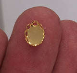 Close Out - 8x6m Gold Plate Lace edge Bezel Setting with Loop 12pcs.  L702
