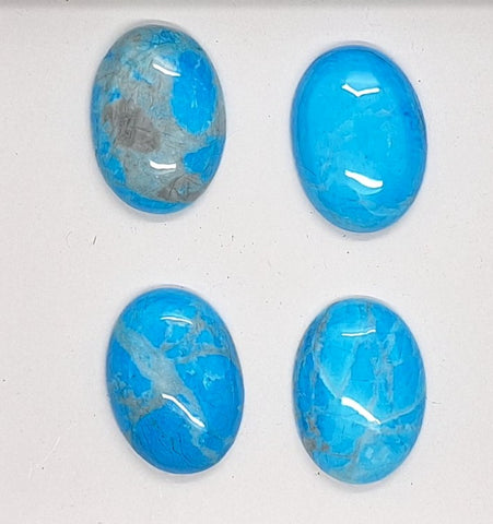 Closeout - Seconds - 4pc lot of 25x18mm Dyed Howlite Turquoise Cabochon Gemstone 474x