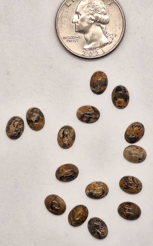 15pcs. Closeout - 8x6mm Leopard Skin Jasper Semi Precious Gemstone Cabochon 455x