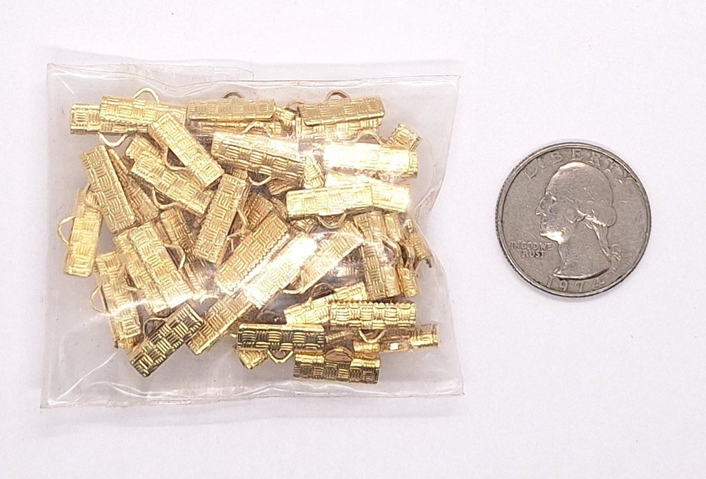 Closeout- 72pcs Gold Plated 13mm ribbon crimp ends Choker Supply L753