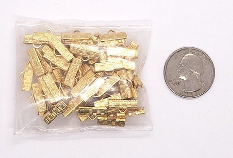 Closeout- 72pcs Gold Plated 13mm ribbon crimp ends Choker Supply L753