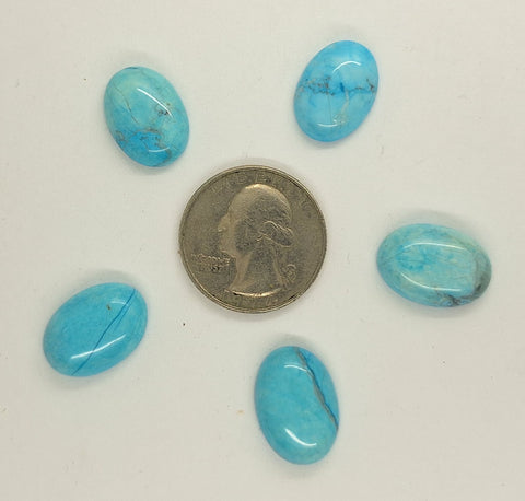 Closeout 5pcs. of 18x13mm Dyed Howlite Chinese Turquoise Cabochon 679xA