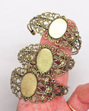 Closeout -Seconds 3pcs of Filigree Bracelet Antique Bronze with 25x18mm Bezel 534x