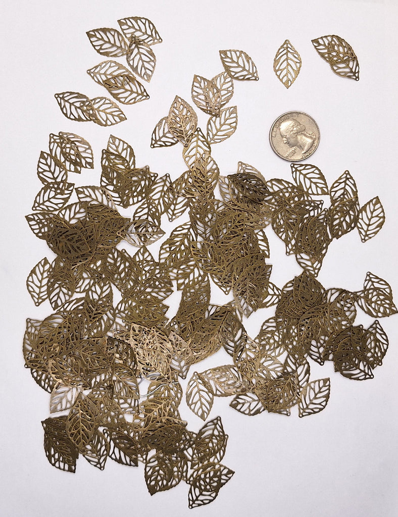 Closeout - Bag of  Antique Bronze Filigree Leaf 23x14mm 483x
