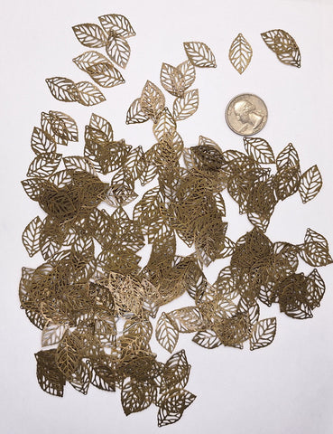 Closeout - Bag of  Antique Bronze Filigree Leaf 23x14mm 483x