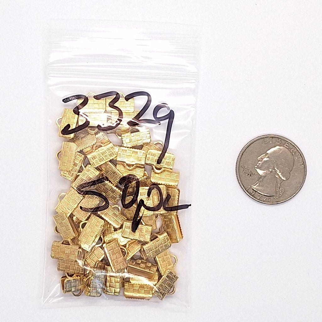 50pcs Gold Plated 10mm ribbon crimp ends Choker Supply 332q