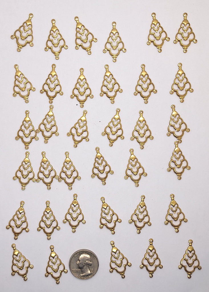 Closeout - 35pcs raw brass filigree drop chandelier connector  789q