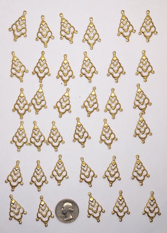 Closeout - 35pcs raw brass filigree drop chandelier connector  789q