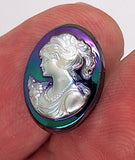 18x13mm Vintage Iridescent Victorian Ponytail Woman Resin Cameo J141