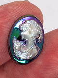 18x13mm Vintage Iridescent Victorian Ponytail Woman Resin Cameo J141