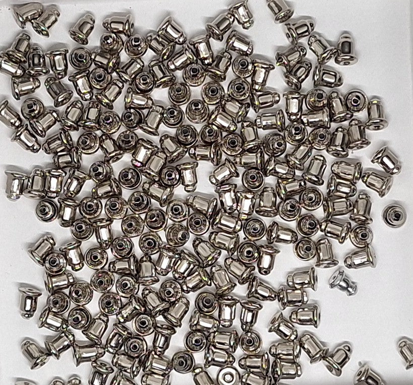 Closeout - 1 ounce aprox. 200pcs. Silver Ear Nut Earring Finding Bullet Earring Back with rubber grip 669q