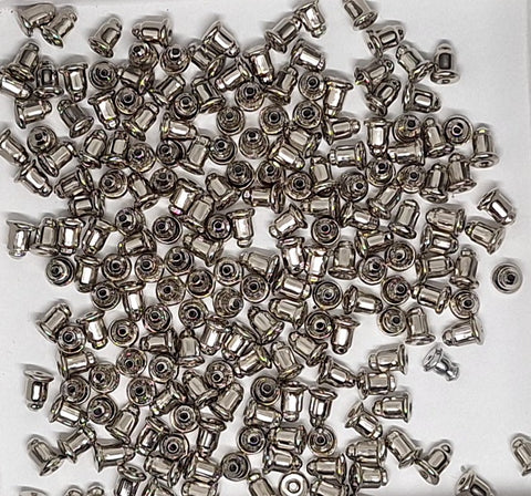 Closeout - 1 ounce aprox. 200pcs. Silver Ear Nut Earring Finding Bullet Earring Back with rubber grip 669q