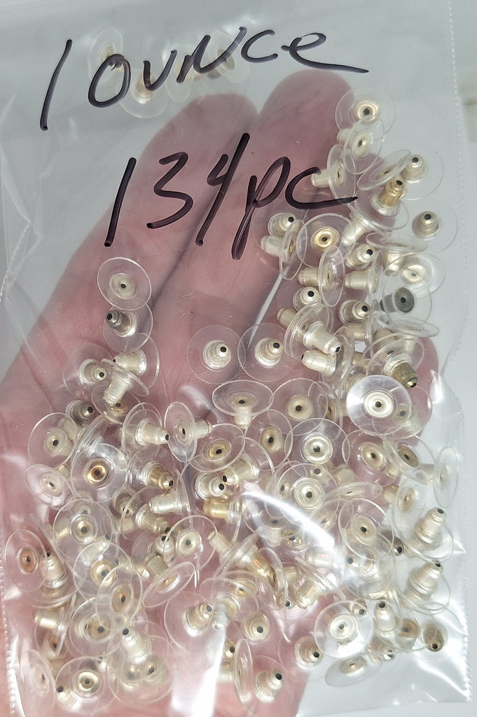 Seconds - 1 ounce 134pcs of Silverish Ear nut Earring Back Bullet clutch with pad. Read description  927R