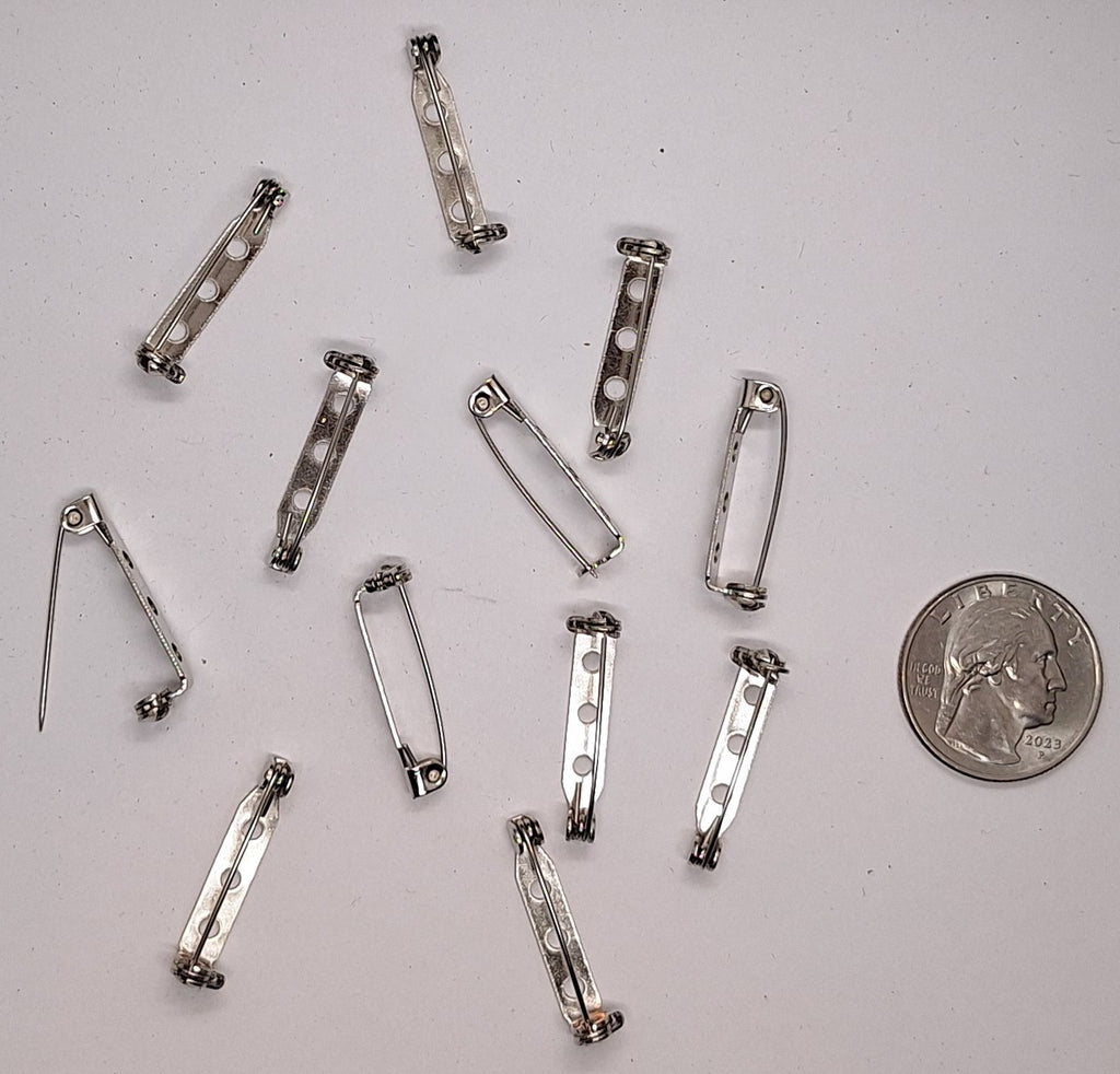 12pcs. of 1 inch Silver Pin Back Bar Pin Brooch Pin  365st