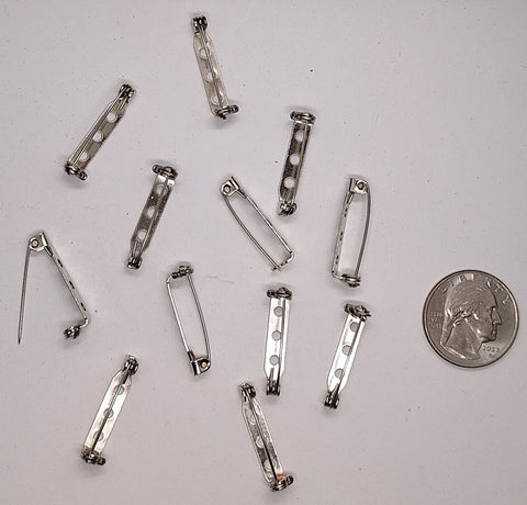 12pcs. of 1 inch Silver Pin Back Bar Pin Brooch Pin  365st