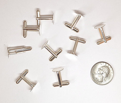 Closeout - 9pcs ( 4 pair ) Silver cufflink Blanks 12mm Pad 175x