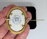 Blue Antique Victorian Limoges French Cameo Portrait Brooch Pin F285