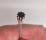Fancy Silver with Black Stone Shirt Collar Pin Collar Bar Screw-End Pin 2.5 inch S4262