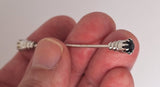 Fancy Silver with Black Stone Shirt Collar Pin Collar Bar Screw-End Pin 2.5 inch S4262