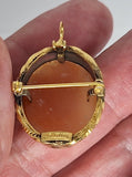 1/20 12K Gold Filled Italian Shell Cameo Brooch Pendant, Spanish Mantilla Lady, Mid-Century  F223