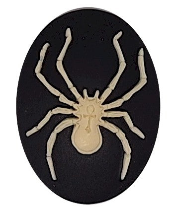 40x30mm Spider Resin Cameo Black and Off-White Cabochon S4108