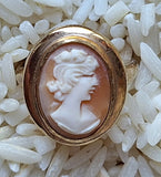 10kt Gold Filled Genuine Shell Cameo Ring Size 6 Mid-Century F299